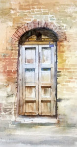 watercolor painting of door