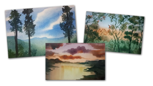 watercolor landscape workshop demo online gmeet by veerendra tikhe